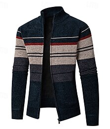 preiswerte -Herren Strickjacke Kurzer Pullover Reißverschluss-Pullover Strickpullover Gerippt Stricken Normale Oberteile Patchwork Tasche Farbblock Stehkragen Mode Klassisch Urlaub Alltagskleidung Bekleidung
