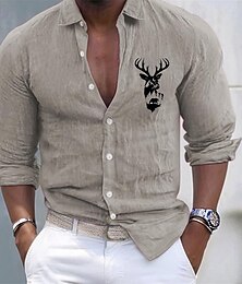 abordables -Homme Chemise Décontractée Chemise en coton et lin Chemise Boutonnée Vie Sauvage Vacances Rue Noir Blanche Rose Claire Bleu Ciel manche longue Revers Toutes saisons Vêtement Tenue Boutons