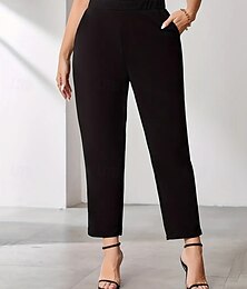 economico -Per donna Pantaloni Eleganti Gamba larga Pantaloni Moda Streetwear Lunghezza alla caviglia Vita Alta Semplice Tasca Traspirabilità Confortevole Micro-elastico Streetwear Abbigliamento quotidiano