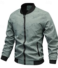 economico -Per uomo Giacca Leggera Giacca Casual Vacanza Quotidiano Tasca Primavera Autunno Blocco di colori Moda Classico Collo alla coreana Regolare Nero Verde scuro Beige Giacca