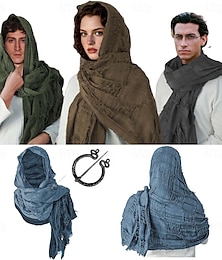 billige -Retro / vintage Kostymer i middelalderstil Renessanse skjerf Med hette Sjale Viking Ranger dratt Herre Dame Unisex Viking Halloween Karneval Ytelse Fest LARP Voksen Sjal Alle årstider