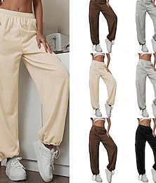 economico -Per donna Pantaloni Cargo Pantaloni Eleganti Streetwear Casual Lunghezza intera Naturale Semplice Tasca Elastico in vita Comodo All'aperto Vacanza Uscire Nero Bianco Grigio chiaro Caffè Autunno