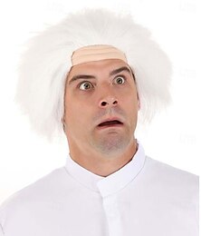 economico -parrucca marrone bianca da uomo di Ritorno al Futuro, capelli sintetici per cosplay e Halloween &feste in costume a tema cinematografico
