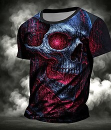 preiswerte -Halloween Herren Schädel 3D T Shirt Kurzarm T-Shirt 3D-Druck Rundhalsausschnitt Hemd Übertrieben Designer Horror Party Straße Ferien Rote Blau Sommer Frühling Ganzjahres Bekleidung S M L XL XXL XXXL