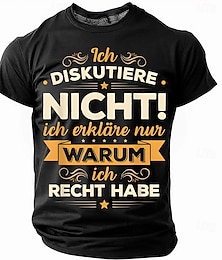 זול -בגדי ריקוד גברים סלנג מצחיק German חולצה קצרה שרוולים קצרים חולצה קצרה הדפסת תלת מימד צווארון עגול קצר חולצה אופנתי יומי בסיסי רחוב קזו'אל יומי שחור אודם פול קיץ אביב כל העונות ביגוד S M L XL XXL XXXL