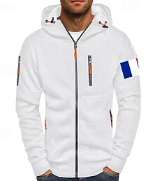 economico -Per uomo Felpa con cappuccio Felpa con cappuccio a zip intera Giacca felpata Nero Bianco Vino Verde militare Blu marino Con Cappuccio Semplice Con zip Patchwork Tasca Frontale Sport & Outdoor Casuale
