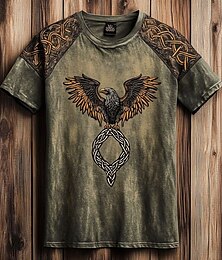 baratos -Homens Camisetas Camisa de manga curta T-shirt Manga Curta Gola Redonda Verão Outono Gráfico Moda Designer Retro Vintage Imprimir Férias Rua Para Noite Preto Verde Tropa Top Tee para Homens