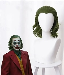 baratos -Peruca de Palhaço Verde Perucas para Cosplay Peruca Masculina Cabelo Curtinho e Ondulado para Festa Perucas de Halloween Perucas do Dia de São Patrício