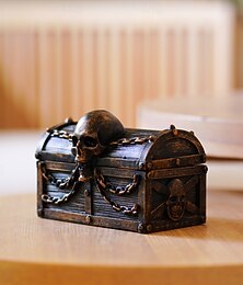 abordables -Statue d'Halloween, crâne, coffre au trésor, boîte de rangement, organisateur de bijoux décoratif, ornement de table effrayant pour la maison, présentoir de bar, conteneur cadeau gothique, décoration d'accent d'Halloween