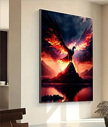 preiswerte -Phoenix Rebirth, dekorative Kunst, Leinwandposter, Wohnzimmer- und Schlafzimmerdekoration, Ölgemäldedrucke, rahmenlos, Hochformat, Innenbereich, Wandkunst mit Phoenix-Thema für Zuhause und Esszimmer