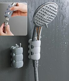 preiswerte -3/6-teiliger Duschkopfhalter aus Silikon, bohrfreie Saugnapf-Duschhalterung, wandmontierte Duschkopfbasis für Badezimmer, abnehmbares Raupengriff-Design
