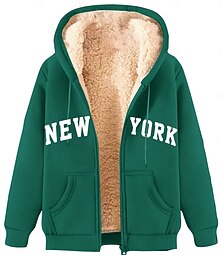 abordables -Hombre Sudadera con capucha y cremallera completa Sudadera con cremallera Chaqueta de lana Sudadera con capucha de lana Albaricoque Negro Vino Rojo Azul Piscina Con Capucha Plano Letra Estampados