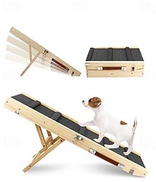economico -Rampa per cani per divano, letto o auto, scale in legno lunghe 32,68" per cani e gatti anziani di piccola e grande taglia, con portata fino a 200 libbre, 4 altezze regolabili da 10" a 19", gradini portatili per cani, trazione eccellente