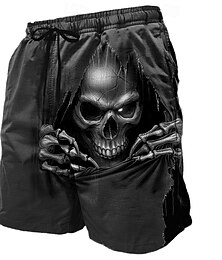 economico -Per uomo Teschio Morte Costumi Halloween Costumi da bagno Pantaloncini da mare Pantaloncini da Surf Misura del girovita medio Gotico punk oscuro Ferie Abbigliamento casual alla moda Tasche Laterali