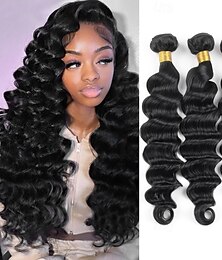 abordables -Extensions de cheveux brésiliens naturels ondulés, lot de 3, 20 à 71 cm, naissance des cheveux naturelle noire