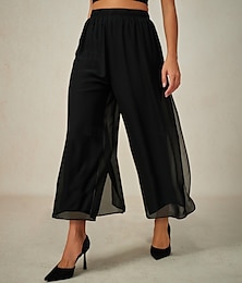 economico -Per donna Culotte Gamba Larga Vacanza Classico Lunghezza al polpaccio Misura del girovita medio Elastico in vita Elegante Moda Elasticizzato Formale Ufficio Abbigliamento Quotidiano Nero Estate