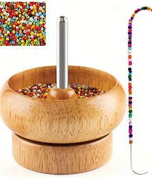 halpa -Vaivaton puinen helmipyörä korujen tekoon, käsintehty puinen rannekorupyörä metallisella helmineulalla, täydellinen värikkäiden siementen tekemiseen &savihelmirannekkeet