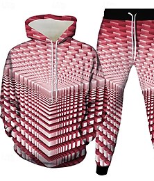 abordables -Hombre Geométrico de impresión en 3D 2 piezas Conjuntos de sudaderas 3D Chándal Sudadera con capucha Manga Larga Pantalones largos Con Capucha Casual / Diario Ropa Deportiva Impresión 3D Primavera