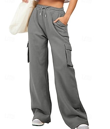 economico -Per donna Pantaloni Cargo Pantaloni Eleganti Streetwear Casual Lunghezza intera Naturale Semplice Tasca Design con Coulisse Elastica Confortevole Streetwear Ferie Abbigliamento quotidiano Grigio