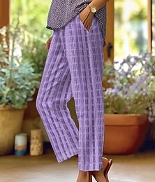 economico -Per donna Chinos Vacanza Vintage Casual Lunghezza alla caviglia Vita Alta Grafico Geometrico Tasca Morbido All'aperto Traspirante Inelastico Formale All'aperto Vacanza Viola Rosso rubino Rosso Estate