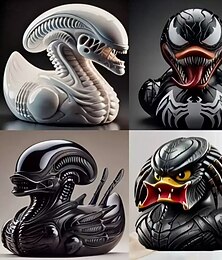 economico -Set di statuette di anatre mostruose di fantascienza, statuette di anatre in resina di creature aliene gotiche, decorazioni di anatre horror fantasy per mensole, scrivanie o espositori di Halloween