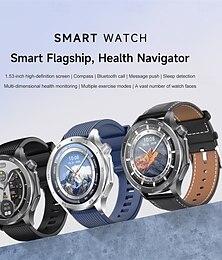billige -x2 max smartklokke 1,53 tommers amoled hd-skjerm bluetooth-anrop kompass pulsmåler ip68 vanntett smartklokke
