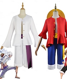 preiswerte -Einteiler Monkey D. Ruffy Sonnengott Ruffy Anime Hose Hut Outfits Cosplay-Anzüge Halloween Karneval Leistung Oberteil Hose Gürtel Für Herren Jungen Kinder Erwachsene