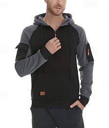 economico -Per uomo Felpa con cappuccio Felpa con cappuccio e zip corta Nero Blu marino Cachi Grigio chiaro Grigio scuro Con Cappuccio Blocco di colori Patchwork Tasca Sport & Outdoor Quotidiano Ferie Poliestere