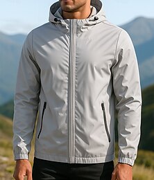preiswerte -Herren Windjacke Wanderjacke Regenmantel Außen Wasserdicht Winddicht Leicht Wanderoutfits Wanderbekleidung Frühling Herbst Oberteil Camping / Wandern / Höhlenforschung Laufen Einfarbig Schwarz