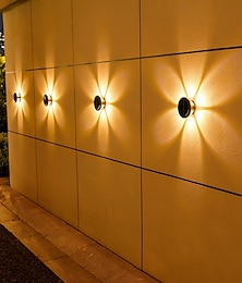 economico -2/4 pezzi di luce solare da parete per esterni, 6 LED, luce da giardino impermeabile, illuminazione domestica, luce solare notturna, luce da parete per balcone, giardino, paesaggio, luce e ombra.