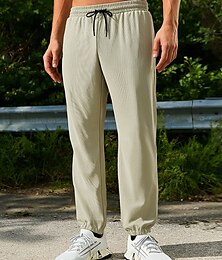 お買い得  -男性用 ランニングパンツ アウトドアパンツ ポケット ドローストリング ボトムズ アスレイジャー ジム用 いい結果 日焼け防止 ライトウェイト 高通気性 ランニング ヨガ レギュラー スポーツウェア アクティブウェア ソリッド ブラック カーキ色 ベージュ