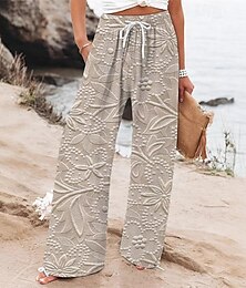 economico -Per donna Gamba larga Pantaloni Pantaloni Palazzo Moda Streetwear Lunghezza intera Vita Alta Fiore Elastico in vita Coulisse Stampato Traspirabilità Confortevole Micro-elastico Streetwear