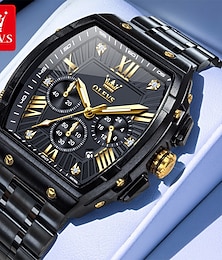 abordables -OLEVS Hombre Relojes de cuarzo Lujo Esfera Grande Negocios Reloj de Muñeca Luminoso Calendario IMPERMEABLE Correa de acero inoxidable Reloj
