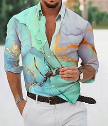 economico -Per uomo Marmo Colore sfumato Camicia Camicia con Bottoni Camicia casual Manica Lunga Moda Casual Vacanza Quotidiano Abbigliamento casual alla moda Estate Primavera Collo ripiegato Stampa 3D camicie