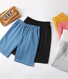 billiga -Barn Pojkar Shorts Ficka Ensfärgat Andningsfunktion Mjukt Komfort Shorts Skola Häftig Grundläggande Svart Vit Gul Mid midja