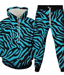abordables -Hombre Bloque de color Fondo texturizado 2 piezas Conjuntos de sudaderas 3D Chándal Sudadera con capucha Manga Larga Pantalones largos Con Capucha Casual / Diario Ropa Deportiva Impresión 3D