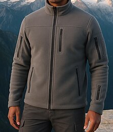 abordables -Hombre Chaqueta de lana Al aire libre Térmico Templado Trajes de senderismo Ropa de senderismo Invierno Otoño Camiseta Camping / Senderismo / Espeleología Corriendo Negro Verde Ejército Gris