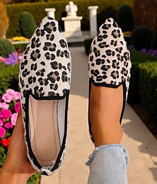 billige -dameloafers med leopardmønster - uformelle slip-on-sko med dyremønster, spisse tåsko, komfortable tursko for daglig bruk, utendørs turer og reiser