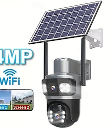 お買い得  -デュアルレンズ、ソーラー電源、ワイヤレス屋外セキュリティ カメラ、8 メガピクセル解像度、355 度のパンチルト回転、カラー ナイトビジョン、スポットライト/アラーム、モーション検出、双方向インターホン、WiFi モニタリング。