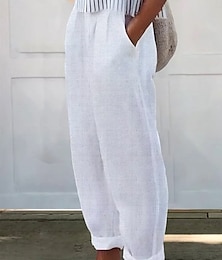 economico -Per donna Chinos Vacanza Vintage Stile Etnico Lunghezza intera Vita Alta Grafico Semplice Tasca Morbido All'aperto Traspirante Inelastico Formale Vacanza Streetwear Rosa chiaro Grigio verde blu navy