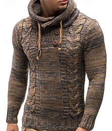 abordables -Hombre Suéter de punto Estriado Tejer Tops regulares De Punto Plano Con Capucha Moda Básico Vacaciones Ropa Cotidiana Ropa Otoño Invierno Vino Azul S M L