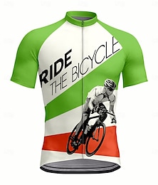 baratos -Homens Camisa para Ciclismo Manga Curta Moto Camisa / Roupas Para Esporte Blusas com 3 bolsos traseiros Resistente a UV Secagem Rápida Zíper Frontal Tiras Refletoras Verde Esportes Roupa