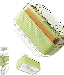 billige -multifunksjonell såpeskumboks med rulle&amp;Klesrengjøringsbørste ribbet teksturgrep plastsåpeskum skittentøysboks perfekt for klesvask&amp;personlig hygiene, såpedispenser