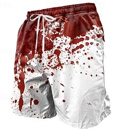 levne -Pánské Krevní cákance Krevní skvrny Halloweenské kostýmy Plavecké trenýrky Plavky pánské Surfovací šortky Středně vysoký pas Punková gotika Dovolená Streetwear Boční kapsy Podšívka ze síťoviny