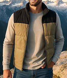 abordables -Hombre Chaleco polar Sin Mangas Chaleco Al aire libre Mantiene abrigado Invierno Full Zip Poliéster Retazos Negro Blanco Rosa Caza Pesca Escalada
