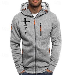 economico -Per uomo Felpa con cappuccio Felpa con cappuccio a zip intera Nero Bianco Blu marino Grigio chiaro Grigio scuro Con Cappuccio Croce Cerniera Tasca Sport & Outdoor Quotidiano Ferie Poliestere