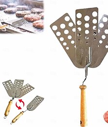 economico -Spatola per barbecue in acciaio inossidabile, raschietto creativo per hamburger caldi, espandibile, con tripla lama, facile da pulire, strumento per grigliate per gli amanti degli hamburger.