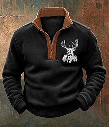 economico -Per uomo Maglia Felpa con zip corta Nero Grigio Mezza zip Blocco di colori Renna Mezza cerniera Stampato Sport & Outdoor Quotidiano Ferie Vintage Streetwear Casual Autunno & Inverno Abbigliamento