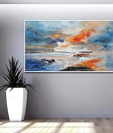 お買い得  -手作りの油絵キャンバス壁アート装飾抽象的なビーチの夕日の風景家の装飾のためのロールフレームなし未延伸絵画