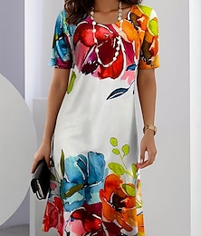 abordables -Femmes Mini Robe Robe T-Shirt Robe fourreau Robe d'été Vacances Occasionnel Quotidien Coupe régulière Graphique Tribal Manche Courte Col Rond Noir Rose Claire Rouge Été Printemps